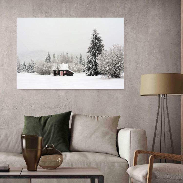 Wall Poster Winter Shelter - A Small House in the Midst of a Snow-Covered Forest 151710 additionalImage 8