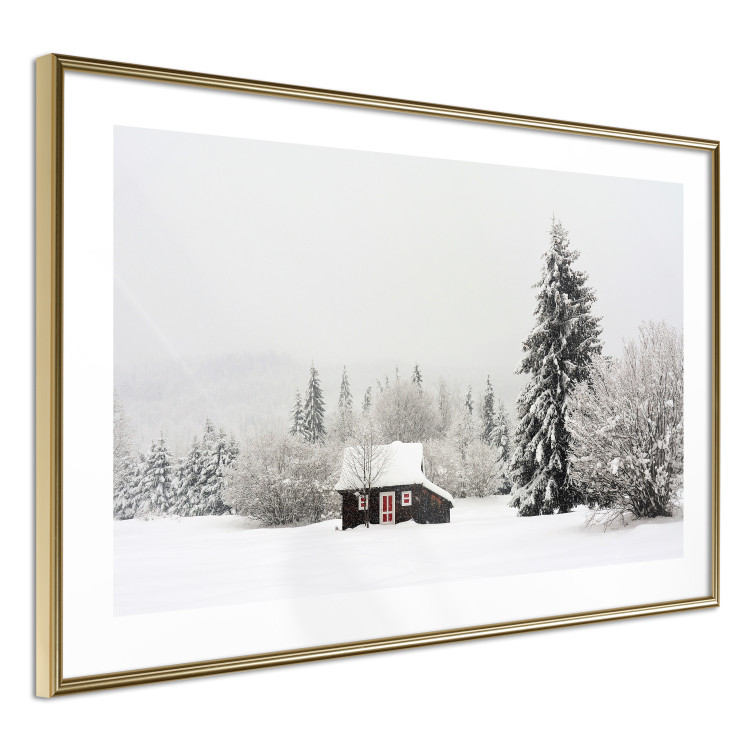 Wall Poster Winter Shelter - A Small House in the Midst of a Snow-Covered Forest 151710 additionalImage 15