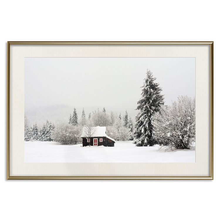 Wall Poster Winter Shelter - A Small House in the Midst of a Snow-Covered Forest 151710 additionalImage 27