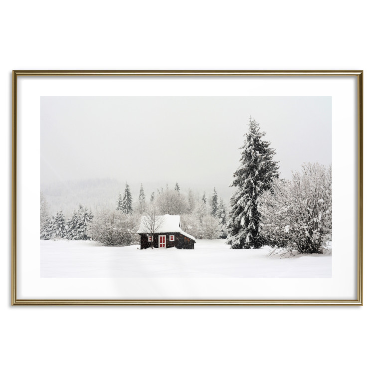 Wall Poster Winter Shelter - A Small House in the Midst of a Snow-Covered Forest 151710 additionalImage 25