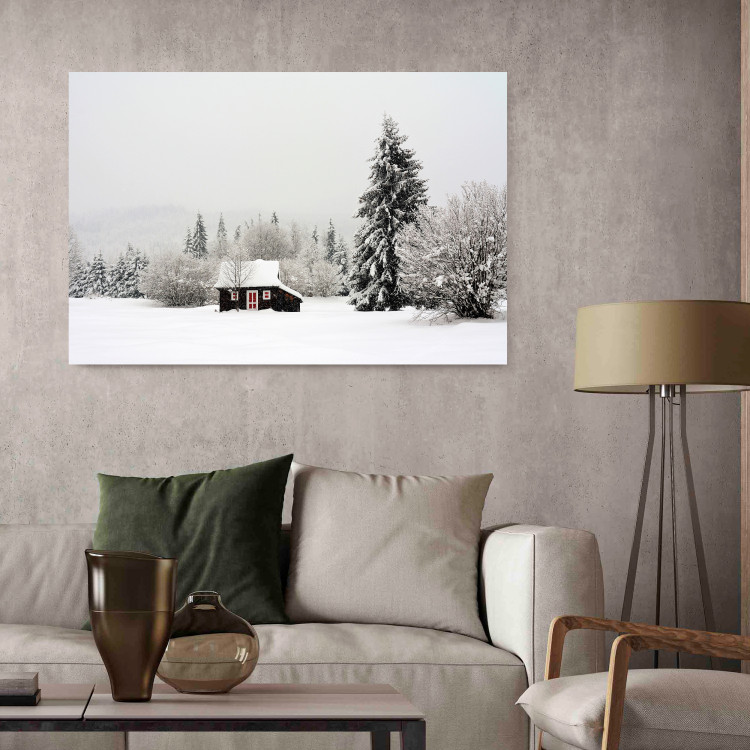 Wall Poster Winter Shelter - A Small House in the Midst of a Snow-Covered Forest 151710 additionalImage 14
