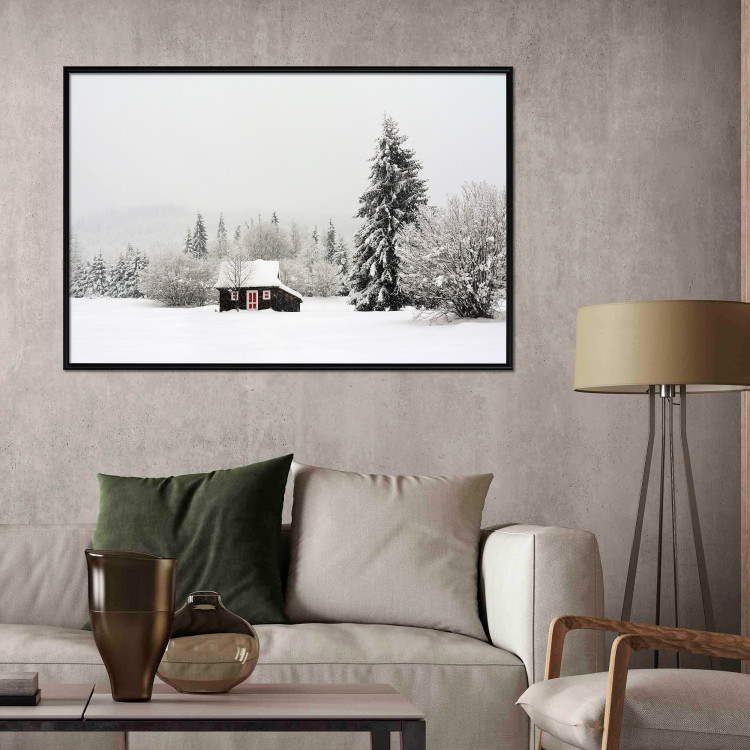 Wall Poster Winter Shelter - A Small House in the Midst of a Snow-Covered Forest 151710 additionalImage 11