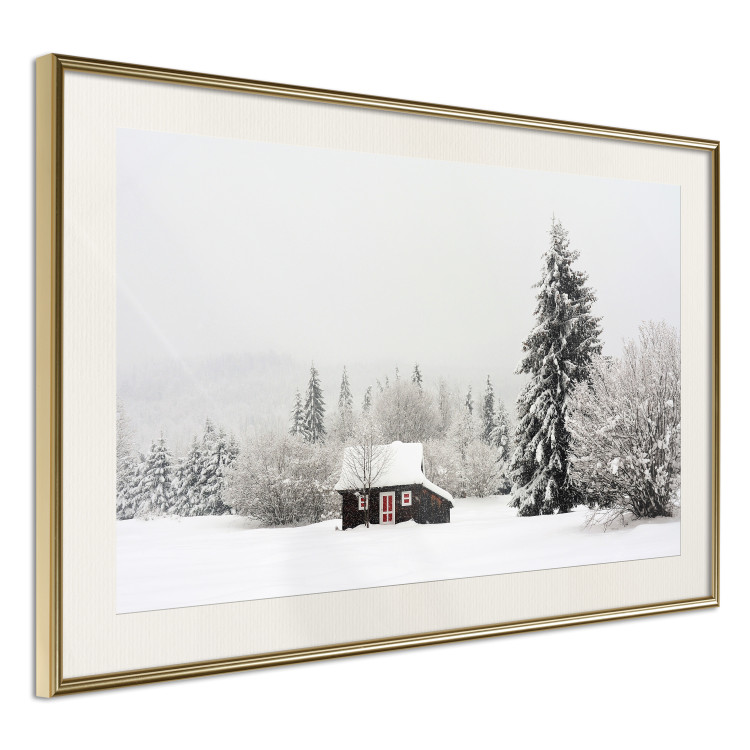 Wall Poster Winter Shelter - A Small House in the Midst of a Snow-Covered Forest 151710 additionalImage 16