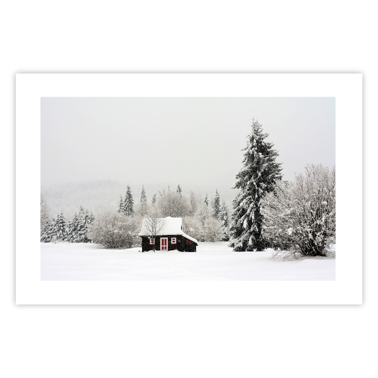 Wall Poster Winter Shelter - A Small House in the Midst of a Snow-Covered Forest 151710 additionalImage 18