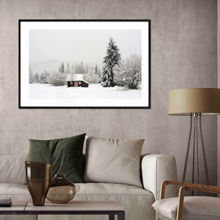 Wall Poster Winter Shelter - A Small House in the Midst of a Snow-Covered Forest 151710 additionalImage 10