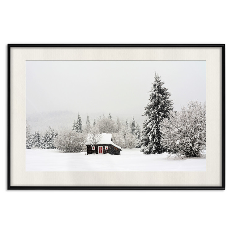 Wall Poster Winter Shelter - A Small House in the Midst of a Snow-Covered Forest 151710 additionalImage 22