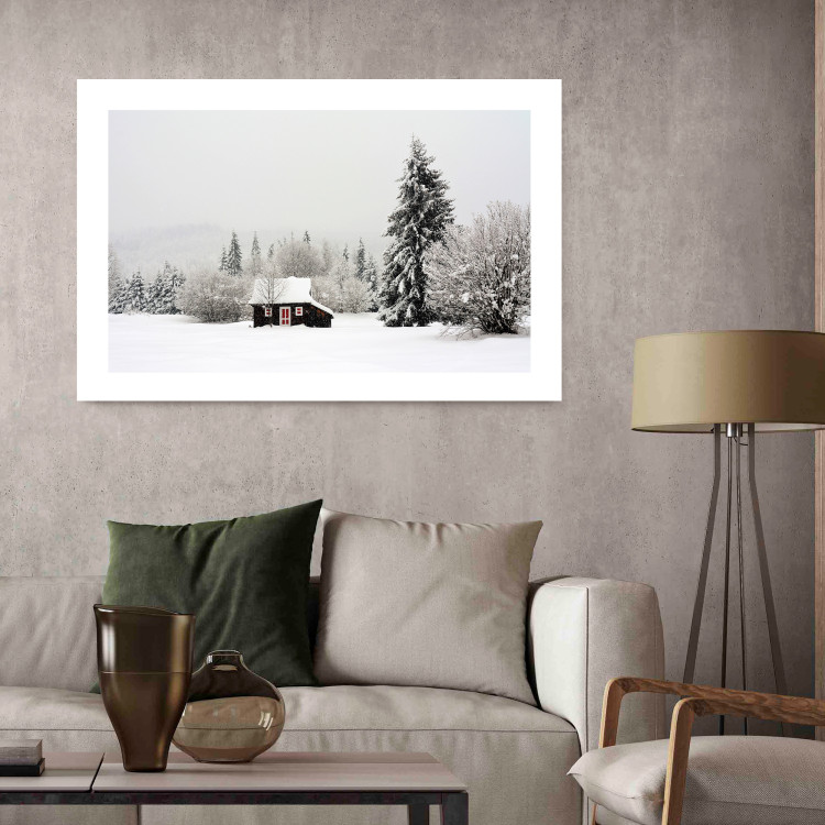 Wall Poster Winter Shelter - A Small House in the Midst of a Snow-Covered Forest 151710 additionalImage 12