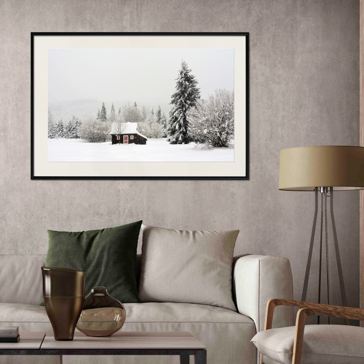 Wall Poster Winter Shelter - A Small House in the Midst of a Snow-Covered Forest 151710 additionalImage 20