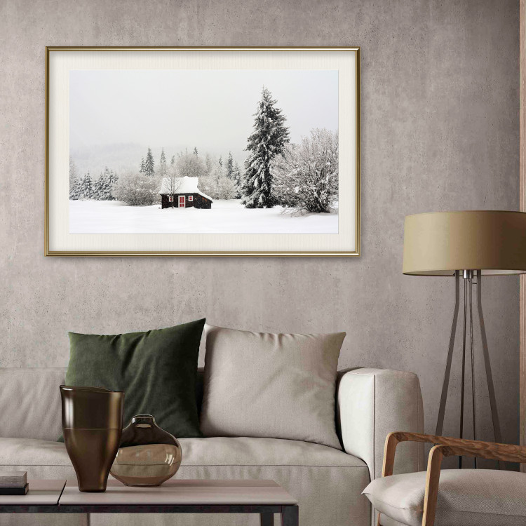Wall Poster Winter Shelter - A Small House in the Midst of a Snow-Covered Forest 151710 additionalImage 17