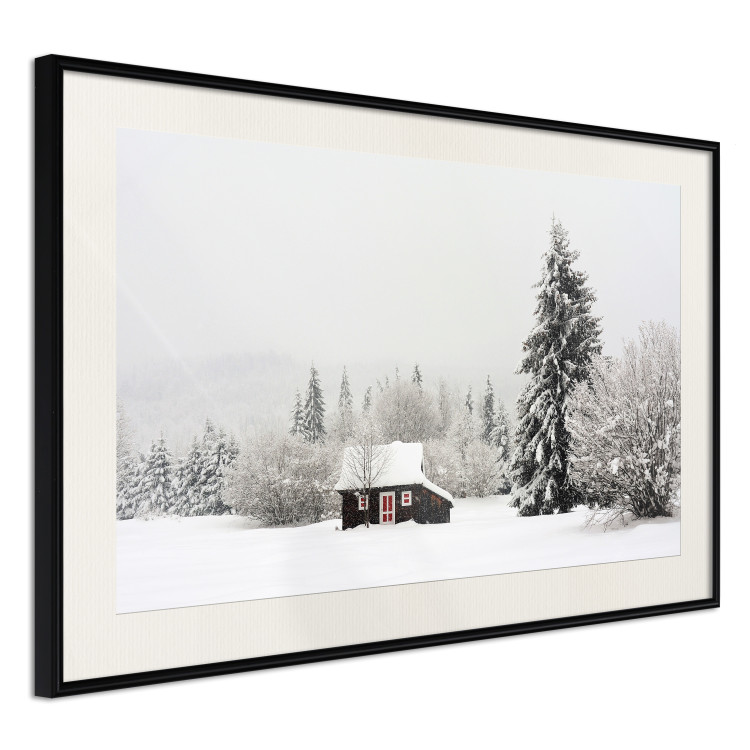 Wall Poster Winter Shelter - A Small House in the Midst of a Snow-Covered Forest 151710 additionalImage 9