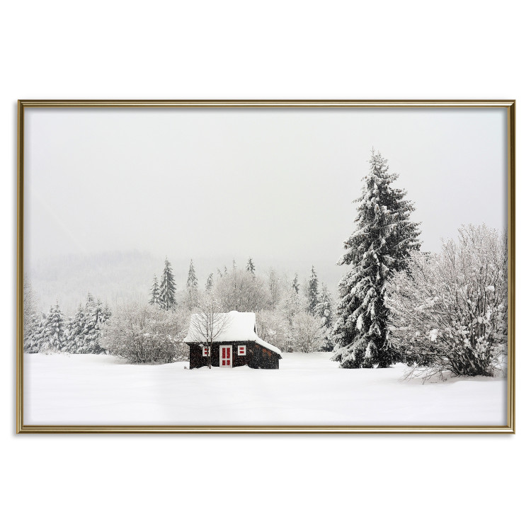 Wall Poster Winter Shelter - A Small House in the Midst of a Snow-Covered Forest 151710 additionalImage 26