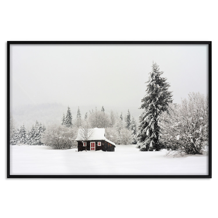 Wall Poster Winter Shelter - A Small House in the Midst of a Snow-Covered Forest 151710 additionalImage 21