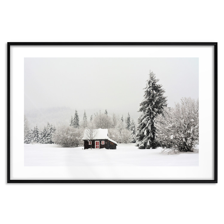 Wall Poster Winter Shelter - A Small House in the Midst of a Snow-Covered Forest 151710 additionalImage 23
