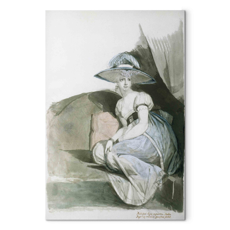 Reproduction Painting Mrs. Fuseli mit breitrandigem Hut, in Sofaecke kauernd 153210