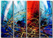 Canvas Print Chaos with Red and Gold (4-piece) - blue abstraction 46610