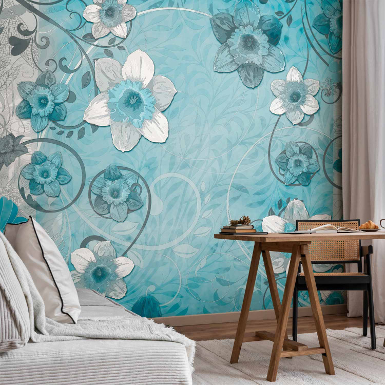 Wall Mural Scent of Spring - Abstraction with Composition of Flowers on an Irregular Background 60710 additionalImage 4