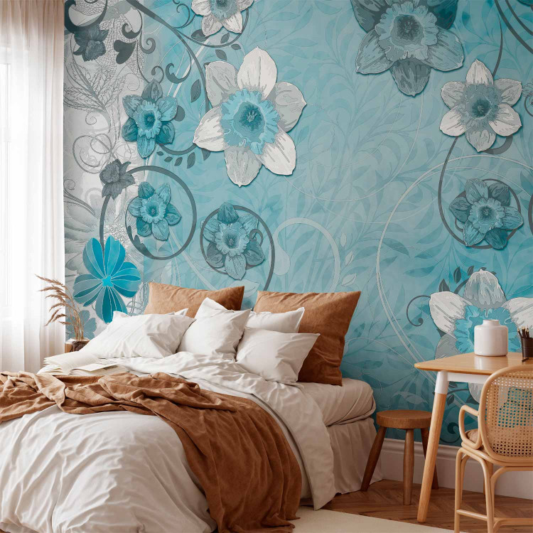 Wall Mural Scent of Spring - Abstraction with Composition of Flowers on an Irregular Background 60710 additionalImage 2