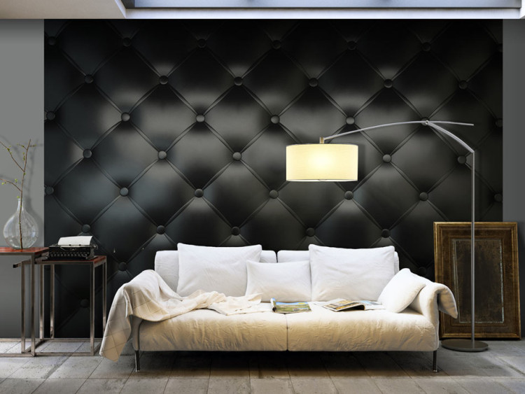 Photo Wallpaper Luxury - Background Imitating Black Quilted Leather Texture 61010