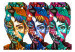 Photo Wallpaper Female Silhouettes - Three colorful female faces in a patchwork style 61910 additionalThumb 1