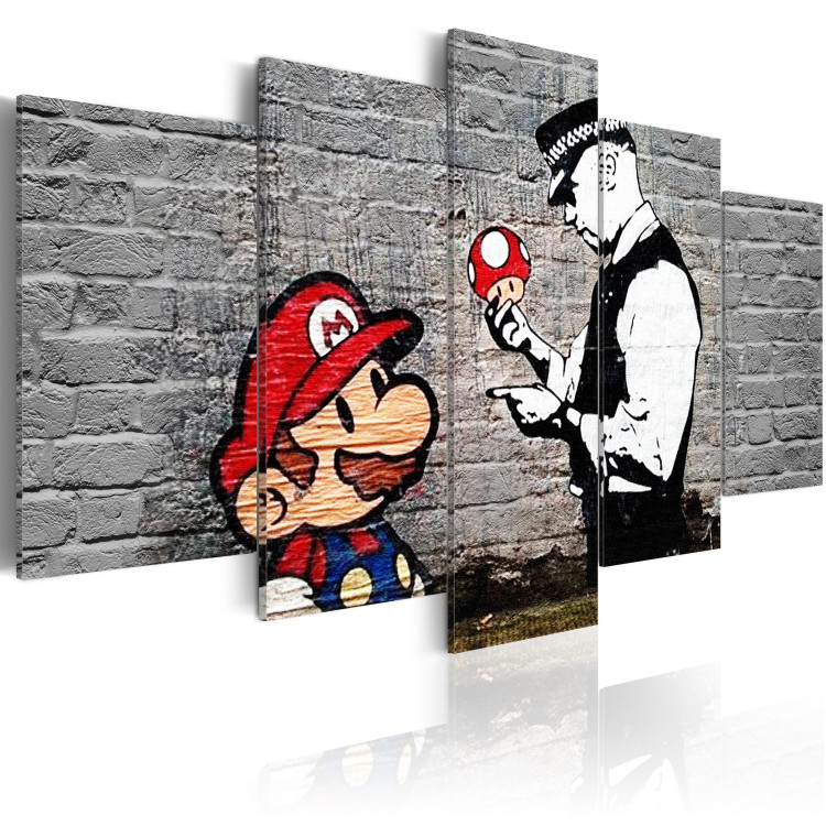 Canvas Print Super Mario Mushroom Cop (Banksy) 94910 additionalImage 2