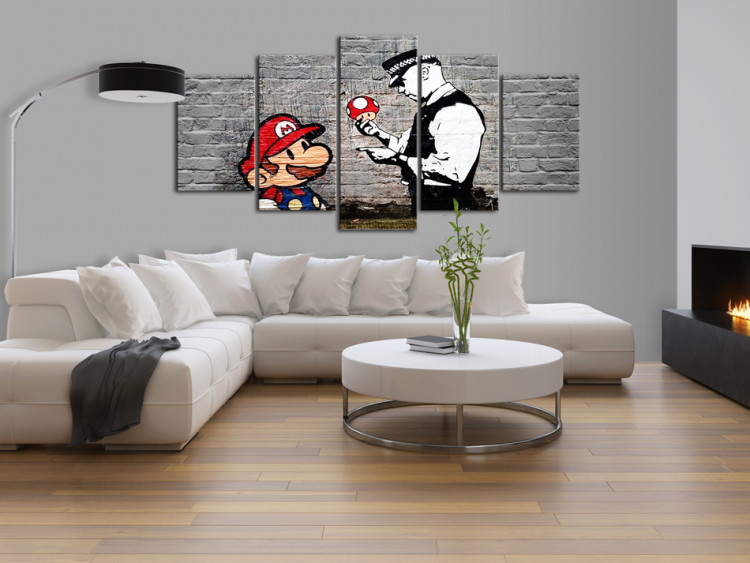 Canvas Print Super Mario Mushroom Cop (Banksy) 94910 additionalImage 3