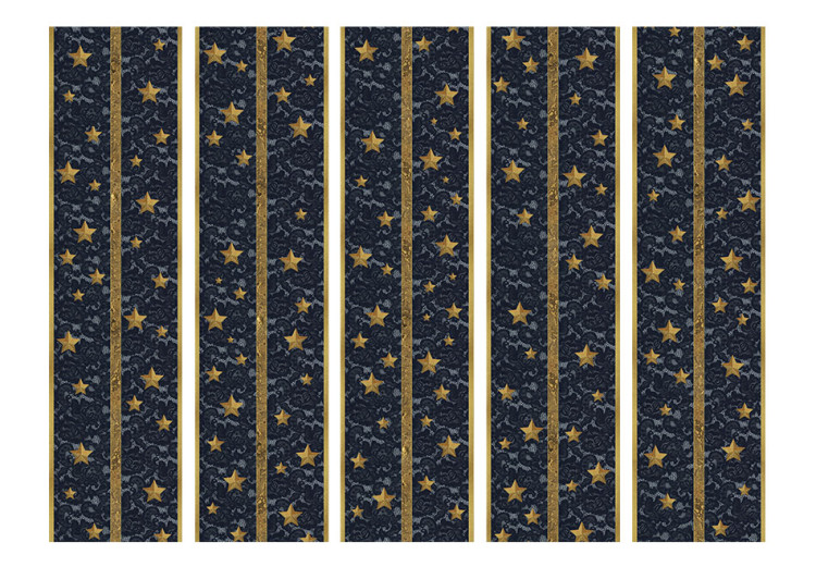 Room Divider Lacy Constellation II - texture of dark fabric with golden stars 95410 additionalImage 3