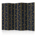 Room Divider Lacy Constellation II - texture of dark fabric with golden stars 95410