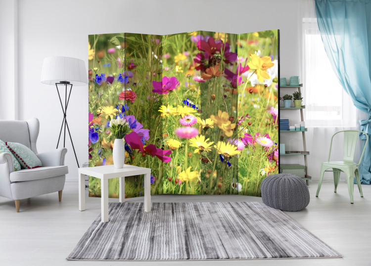 Room Separator Summer Flowers II - colorful flowers on a green meadow on a sunny day 97010 additionalImage 4