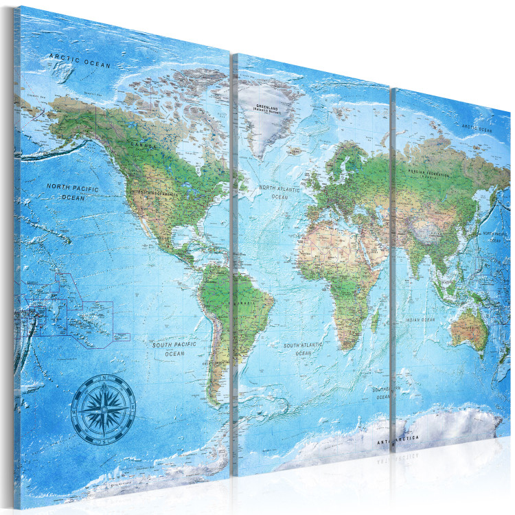 Canvas Traditional Cartography II - World Map with Labels on Continents 97410 additionalImage 2