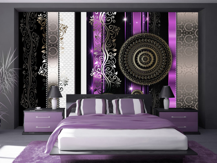 Wall Mural Stripes and patterns - composition with ornaments and purple details 97610