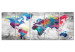 Canvas World Map: Spilled Paint (5-piece) - Colorful World and Gray Background 105020