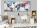 Canvas World Map: Spilled Paint (5-piece) - Colorful World and Gray Background 105020 additionalThumb 3