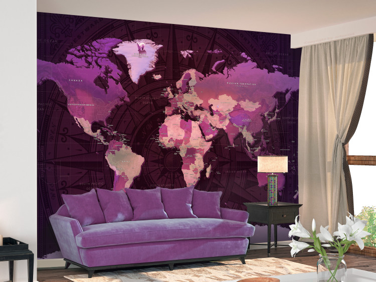 Photo Wallpaper Purple World Map 106120 additionalImage 2