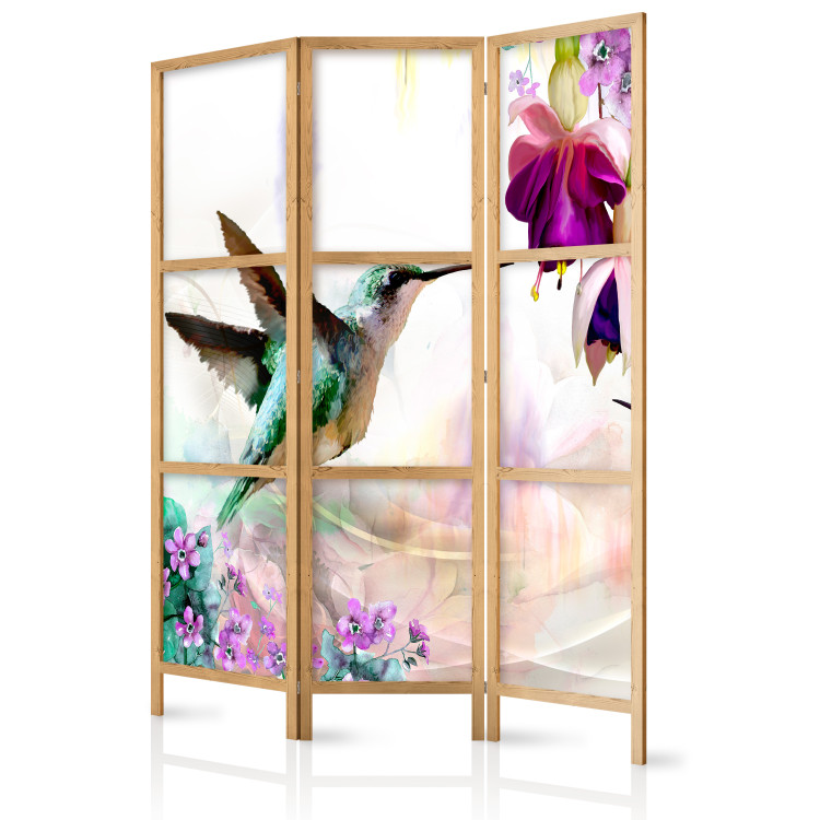 Folding Screen Hummingbirds and Flowers - colorful bird and summer plants on a multicolored background 107420 additionalImage 5