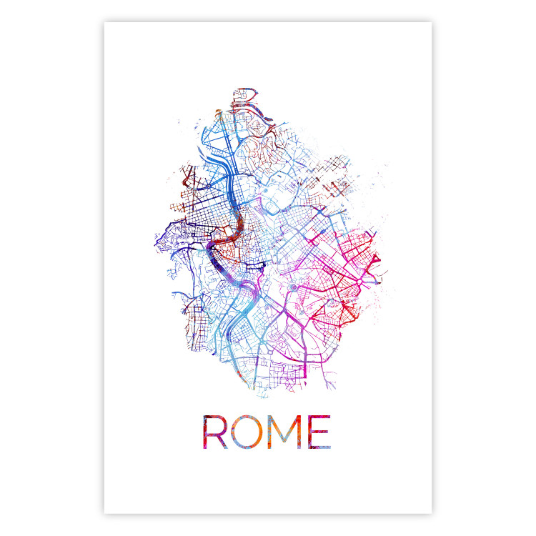 Poster Rome - English text and colorful map of the Italian city on a white background 114320 additionalImage 25