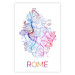 Poster Rome - English text and colorful map of the Italian city on a white background 114320