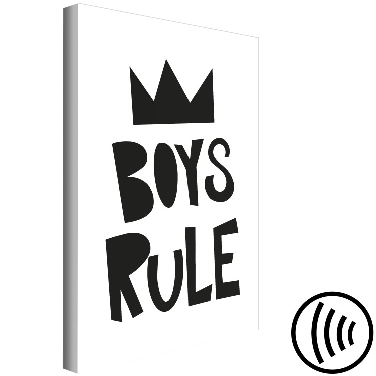 Canvas Boys Rule (1-part) - Black and White Graphic Design with a Crown 114720 additionalImage 6