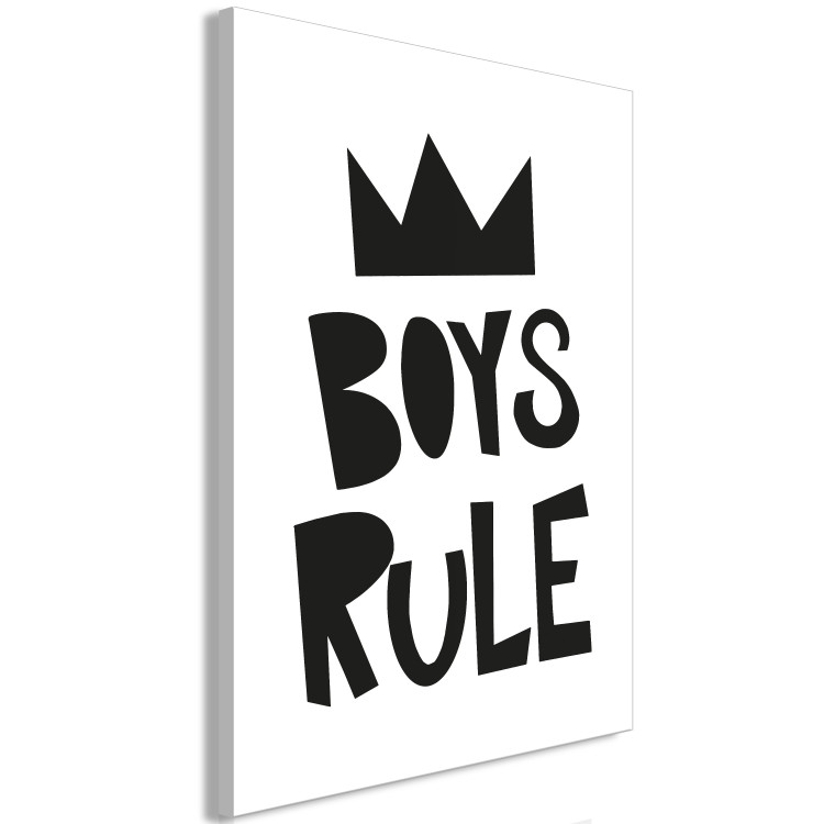 Canvas Boys Rule (1-part) - Black and White Graphic Design with a Crown 114720 additionalImage 2