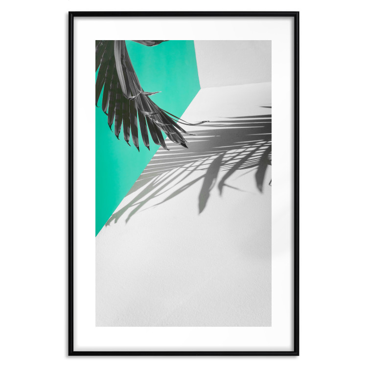 Wall Poster Twig shadow - geometric abstraction with a palm leaf and green hue 115120 additionalImage 17
