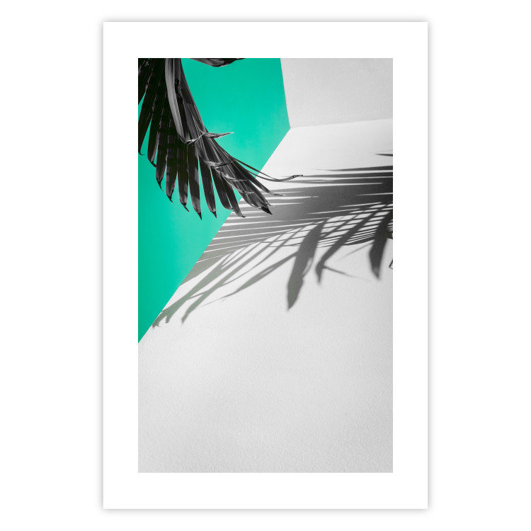 Wall Poster Twig shadow - geometric abstraction with a palm leaf and green hue 115120 additionalImage 19