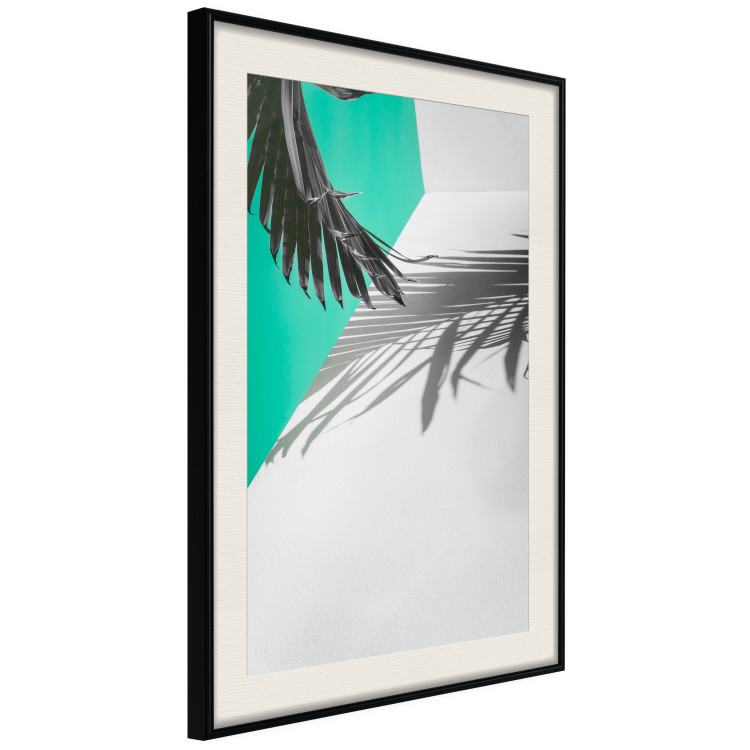 Wall Poster Twig shadow - geometric abstraction with a palm leaf and green hue 115120 additionalImage 3