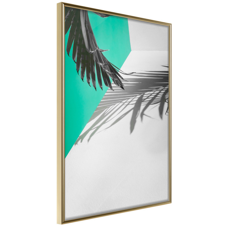 Wall Poster Twig shadow - geometric abstraction with a palm leaf and green hue 115120 additionalImage 14