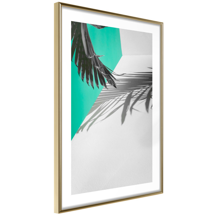 Wall Poster Twig shadow - geometric abstraction with a palm leaf and green hue 115120 additionalImage 6