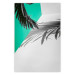 Wall Poster Twig shadow - geometric abstraction with a palm leaf and green hue 115120