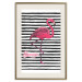 Poster Black Stripes and Flamingo - text and pink bird on a background of horizontal stripes 115320 additionalThumb 20