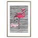 Poster Black Stripes and Flamingo - text and pink bird on a background of horizontal stripes 115320 additionalThumb 14
