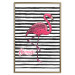 Poster Black Stripes and Flamingo - text and pink bird on a background of horizontal stripes 115320 additionalThumb 19