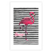 Poster Black Stripes and Flamingo - text and pink bird on a background of horizontal stripes 115320 additionalThumb 25