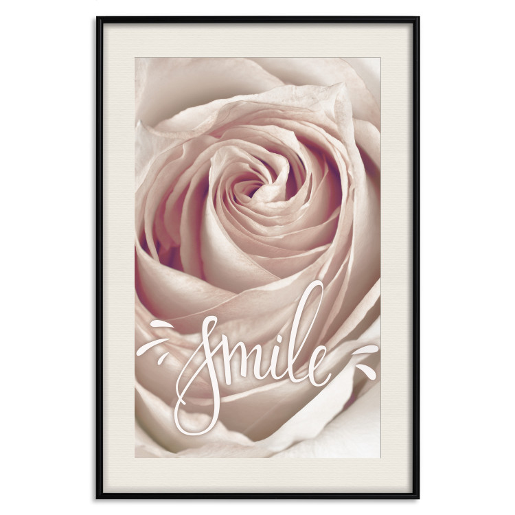 Poster Smile! - light pink rose flower and white English text 116520 additionalImage 18