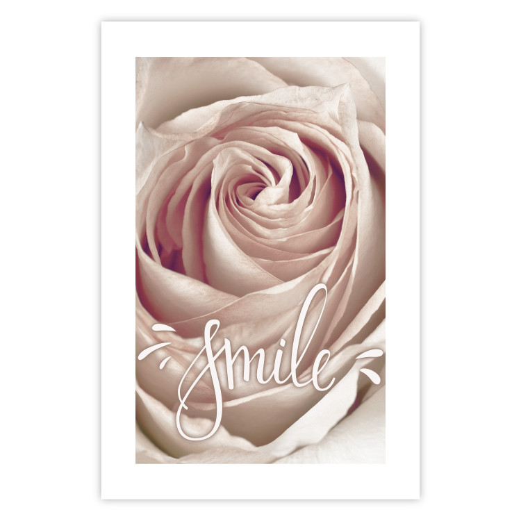 Poster Smile! - light pink rose flower and white English text 116520 additionalImage 25